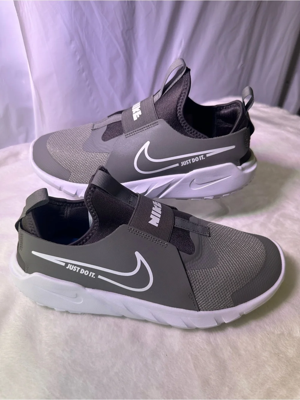 Nike  Grey and White Slip-On Sneaker